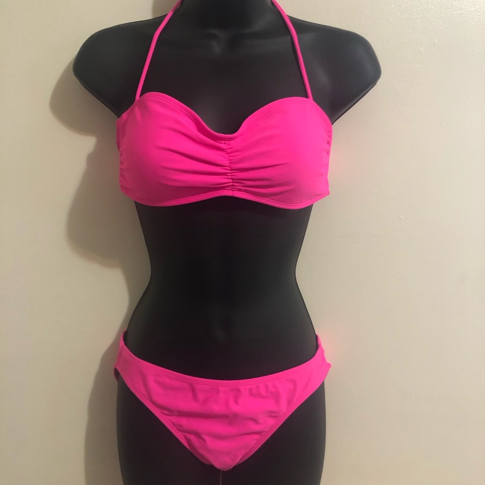 Hot Barbie pink string bikini top and bottom